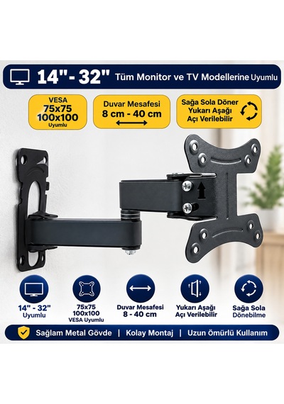 Eranura 22-24-27 İnç Ofis Monitörleri İçin Ergonomik Hareketli Stand