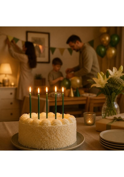40 Adet Yeşil Balmumu Mum Dilek Mumu Doğal Petek Ince Uzun Parti Rituel Doğum Günü Mumu Beesw