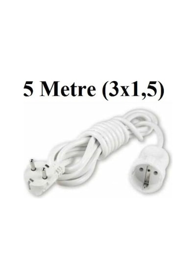 Topraklı 5 Metre Tekli Priz 3x1.5 Mm Seyyar Uzatma Kablosu