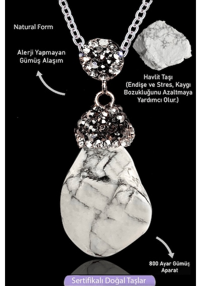 Erilsa Sertifikalı Zirkon Taşlı Model Ham Havlit Taşı Kolye Çok Renkli
