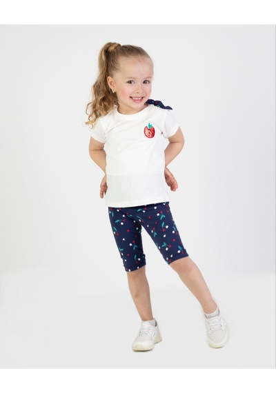 Harika Kids Kız Bebek Kaprili Kısa Kollu Apolet Baskılı Yazlık Basic Alt-üst Takım 6-24 Ay 001