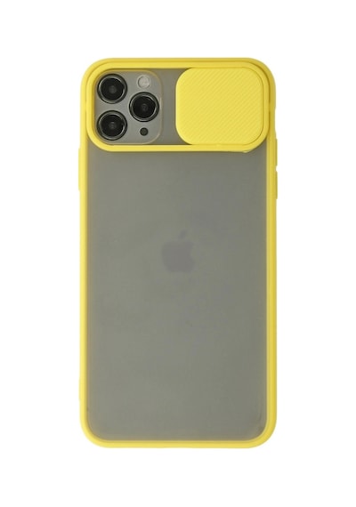 Apple iPhone Uyumlu 11 Pro Kılıf Palm Buzlu Kamera Sürgülü Silikon - Sarı İtdark28404