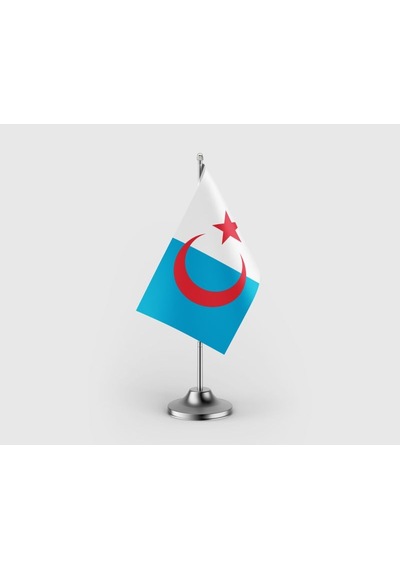 Suriye Türkmenleri Tekli Saten Masa Bayrağı Seti Diğer