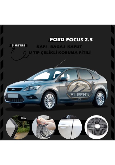 Ford Focus 2.5 Oto Araç Kapı Koruma Fitili 5 Metre Parlak Siyah Renk