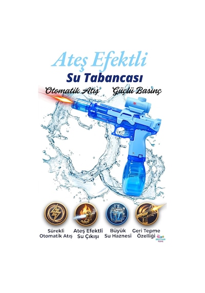 Ateş Efektli Elektrikli Işıklı Otomatik Atış Yapan Su Tabancası