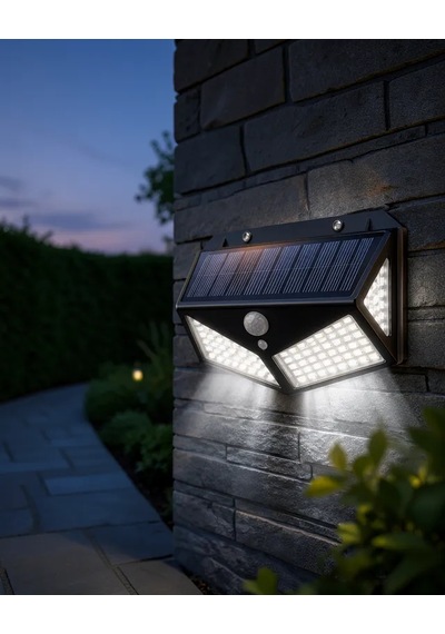 Astraltech Güneş Enerjili Duvar Lambası 100 Led Su Geçirmez