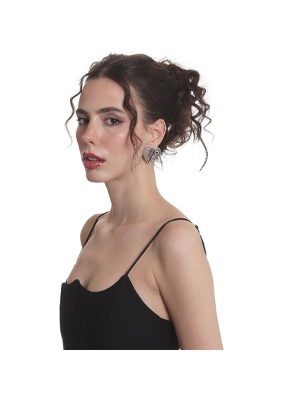 Kadın Antik Gümüş Kaplama Çivili Model Gotik Kalp Stilizesi Küpe Gümüş