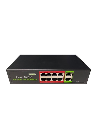 URANIUM POE-8002-96W 8 PORT 10/100 + 2 PORT 10/100 RJ45 UPLINK POE SWITCH (REALTEK CHIPSET)