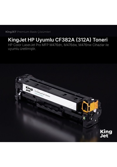 Kingjet Hp Uyumlu Cf382a 312a Sarı Standart Kapasiteli Tekli Çipli Uyumlu  Toner