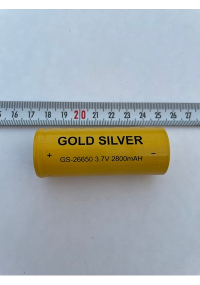 Gs-26650 3.7v 2800mah Li-ion Şarj Edilebilir Pil Gold Silver