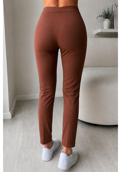 Fit Women Yüksel Bel Nervür Dikişli İspanyol Paça Pantolon 4622 -kiremit