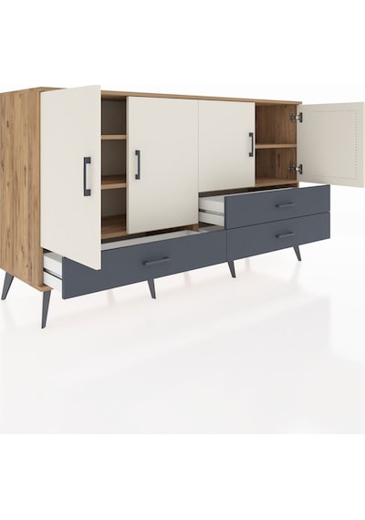 Hyperion Konsol 5 Raflı 3 Çekmeceli 4 Kapaklı 176x44x99 Çam-aytaş Çam-aytaşı/antrasit Hyperion Konsol 5 Raflı 3 Çekmeceli 4 Kapaklı 176x44x99 Çam-aytaş Çam-aytaşı/antrasit