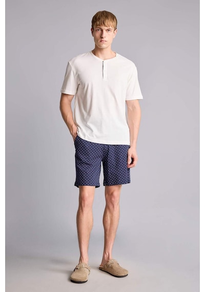 Defacto %100 Pamuk New Regular Fıt 2li Şortlu Pijama Takımı H8680ax26smwt34 Beyaz-wt34