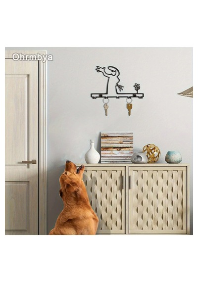 Myc Metal Anahtarlık Askılığı - Minimalist Kuş Figürlü Duvar Dekoru Siyah 32x16