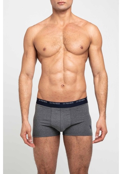 U.S. Polo Assn. Erkek Gri Melanj - Lacivert 2 Li Boxer 80350