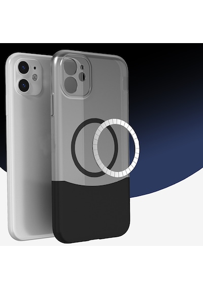 Apple Uyumlu iPhone 11 Kılıf M-safe Şarj Özellikli Mıknatıslı Zore Duble Kapak Siyah