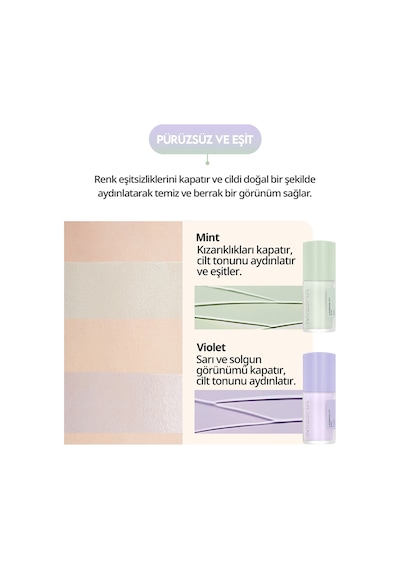 Renk Eşitsizliklerini Nötrleyen Pürüzsüzleştiren Nemlendirici Makyaj Bazı Layering Fit Base Violet