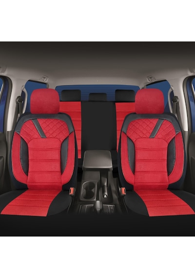 Renault Clio 4 2012 - 2019 Uyumlu Kırmızı Tay Tüyü Koltuk Kılıfı