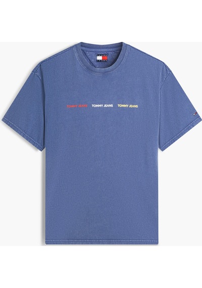 Tommy Hilfiger Tjm Reg Tj Repeat Ss Tee Erkek Mavi T-shirt - Dm0dm23180