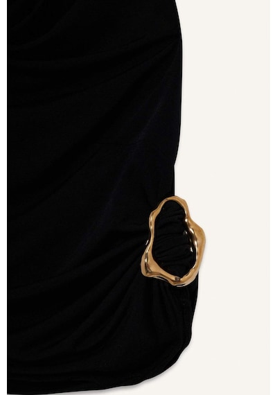 Defacto Regular Fit Halter Yaka Toka Detaylı Bluz G0468ax25aubk81 Siyah