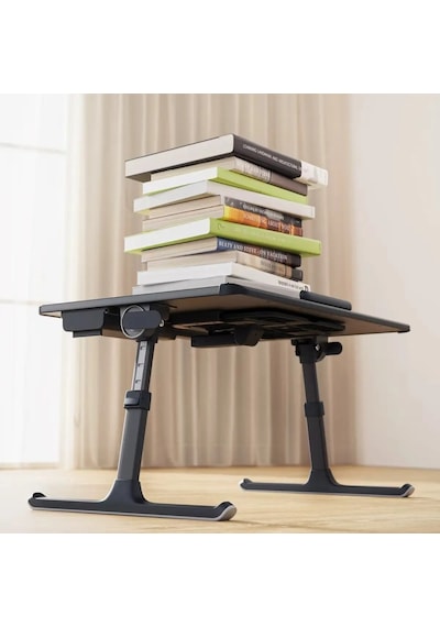 Bix Saiji K10 Xxl Laptop Çalışma Masası Pvc Deri 5 Kademeli Yükseklik Ayarlı Kitap Ve Tablet Standlı Siyah