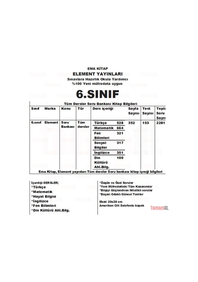 6.Sınıf Tüm Dersler Soru Bankası Türkçe Matematik Fen Sos Din Ing