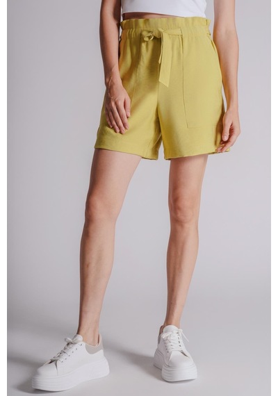 Braccas Kadın Yandan Takma Cepli Beli Lastikli Jogger Şort Lime Lime