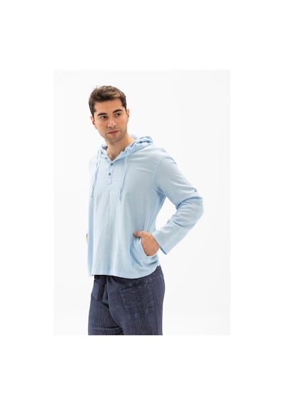 Şile Bezi Kapüşonlu Erkek Sweatshirt Buz Mavi Bmv
