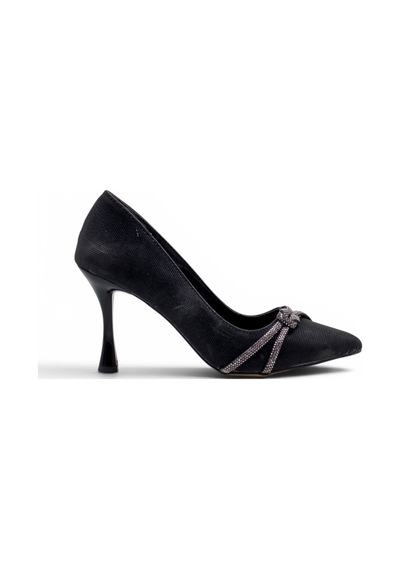 Modapol 0203 Simli Taşlı Kadın Stiletto siyah
