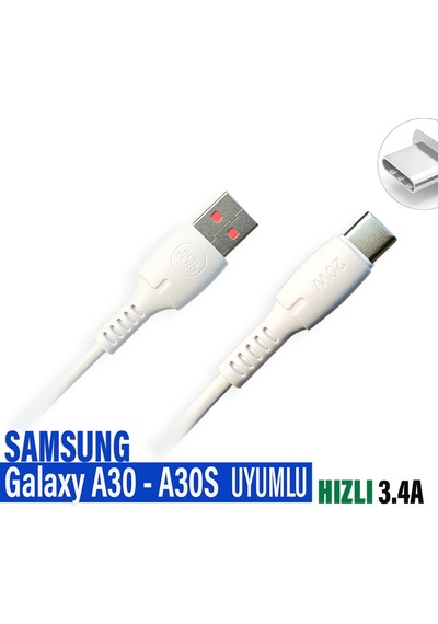 Samsung Uyumlu A30 Şarj Kablosu A30s Şarj Cihazı Kablosu 20w Hızlı Şarj