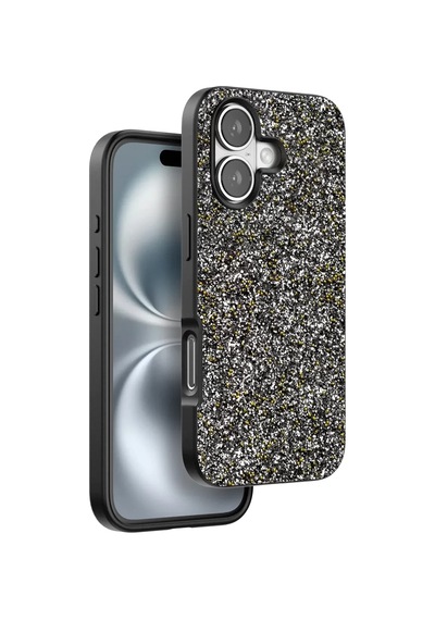 Onegif Apple İphone 16 Plus Uyumlu Bright Simli Kapak - Gümüş Çok Renkli