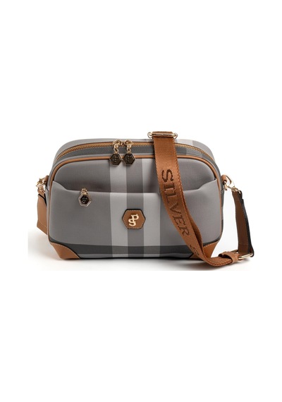 Silver Polo Sp1094 Kadın Çapraz Çanta Ekose Gri-a.taba