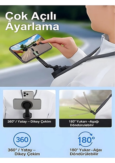 Magsafe Uyumlu 360 Boyun Askılı Telefon Tutucu / Gezi Video Çeki
