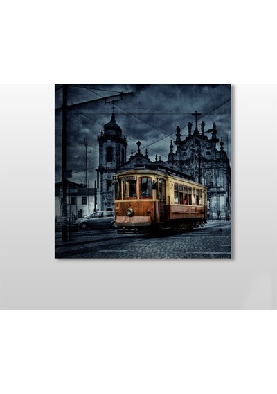 Tramvay İstanbul Gece Kanvas Tablo 130x130cm