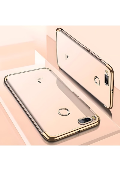 Xiaomi Mi 5x Kılıf Dört Köşeli Lazer Silikon Kılıf Gold