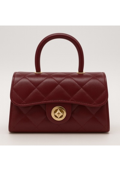 Satuna Parlak Kapitone Mini Çanta Astar Detaylı Zincir Askılı Kadın El Ve Omuz Çantası 19x12 Cm Bordo