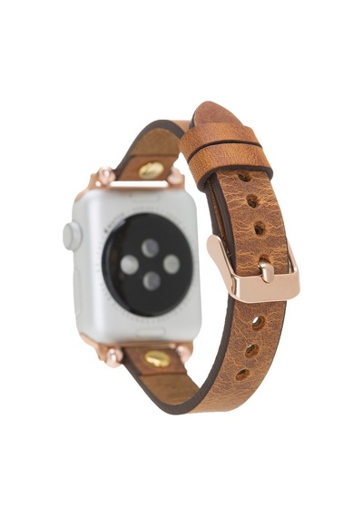 Apple Watch Uyumlu Deri Kordon 38-40-41mm Gt G19 Taba Diğer