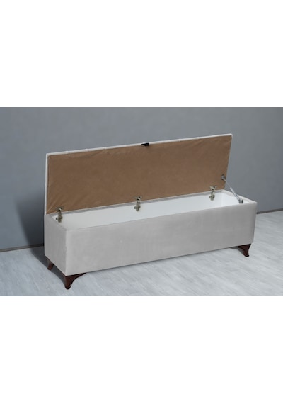 Vetra Sandıklı Bench Puf, Beyaz Beyaz