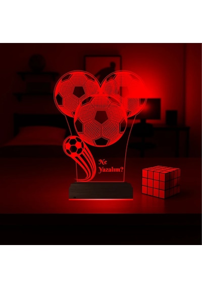 Luvivia Futbol Topu Futbolcu Hediye Kişiye Özel 3d Lamba - Masa Gece Lambası V1 Şeffaf