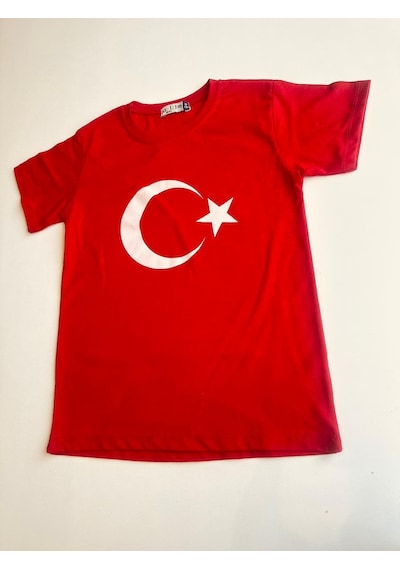Gala Ay Yıldızlı Türk Bayraklı Tişört Unisex Beyaz