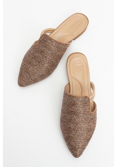 Luvishoes Pesa Kahve Hasır Taşlı Kadın Terlik Kahverengi