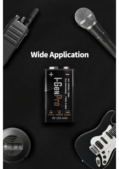 Batteries Pro 6hr61 9v 250 Mah Şarj Edilebilir 9 Volt Pil Ni-mh Şarjlı Pil 2'li Paket