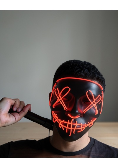 Led Işıklı Neon Maske, Floresan Yeşil, Cadılar Bayramı, 220x170mm Yetişkin