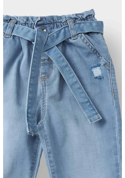 Defacto Paperbag Düz Paça Jean Pantolon Kız Bebek D1532A524AU Mavi
