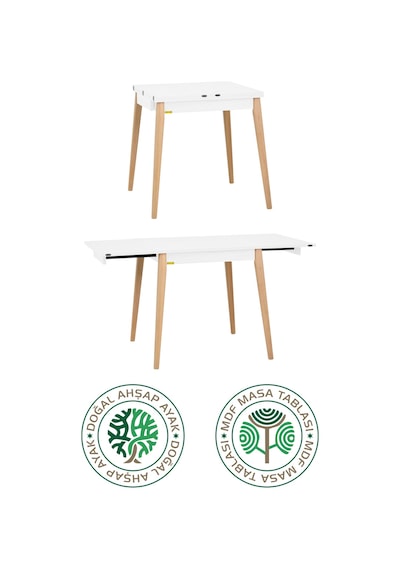 Vilinze Ege Sandalye Avanos Ahşap Mdf Mutfak Masası Takımı - 70x140 Cm Beyaz