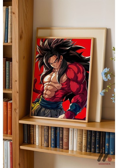 Dragon Ball Goku Ssj4 Poster, Ahşap Çerçeveli Duvar Tablosu - Anime Severlere Özel Hediye