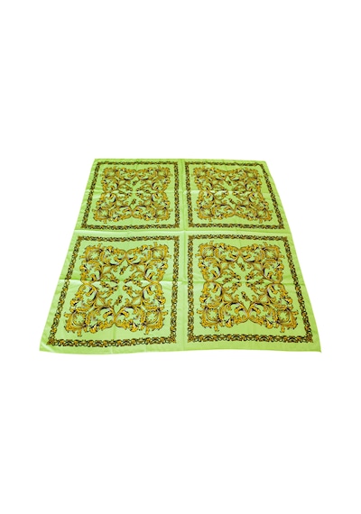 Tikitonki Kare Kesim Etnik Çiçek Desenli Yeşil Eşarp - 90x90 Yeşil Yeşil