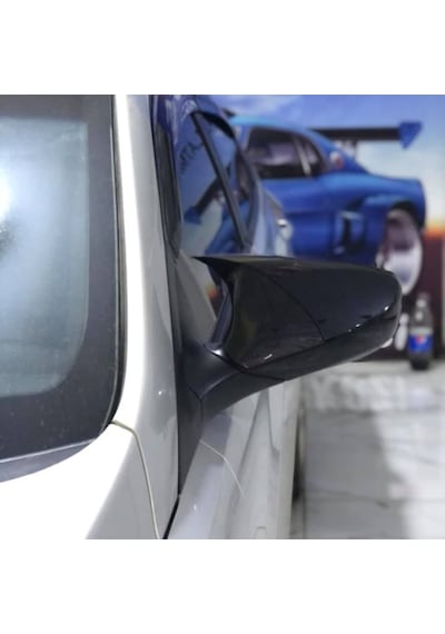 Sts Oto Aksesuar Hyundai Accent Blue  Batman Yarasa Ayna Kapağı Piano Black Abs Plastik (01)