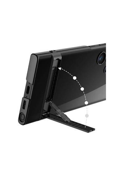 Galaxy Uyumlu S24 Ultra Kılıf Zore Kamera Korumalı Şeffaf Dikey Standlı Ays Kapak 1