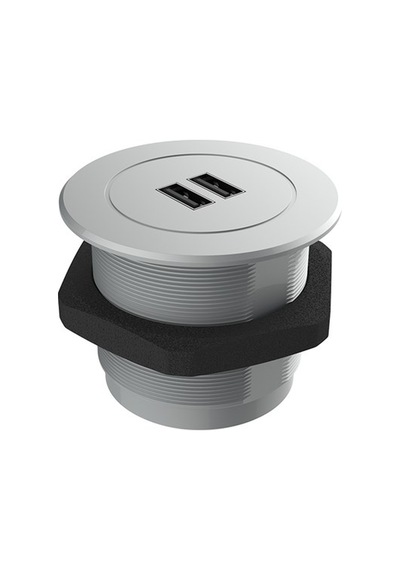 Metalline® Circular-line Modüler Hızlı Şarj Kutusu - Usb - Gümüş